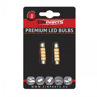 EINPARTS - 2 ks - LED Žiarovka EPL207 - C10W - 42mm - Studená biela / 6000°K - CANBUS