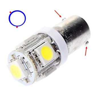 LED Auto Žiarovka - Interlook - BA9S / H6W - 1W - 5xSMD5050 - 1ks