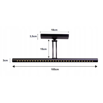 Nástenné svietidlo LED do kúpeľne - 105 cm - 15w čierne