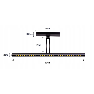 Nástenné svietidlo LED do kúpeľne - 70 cm - 9W čierne