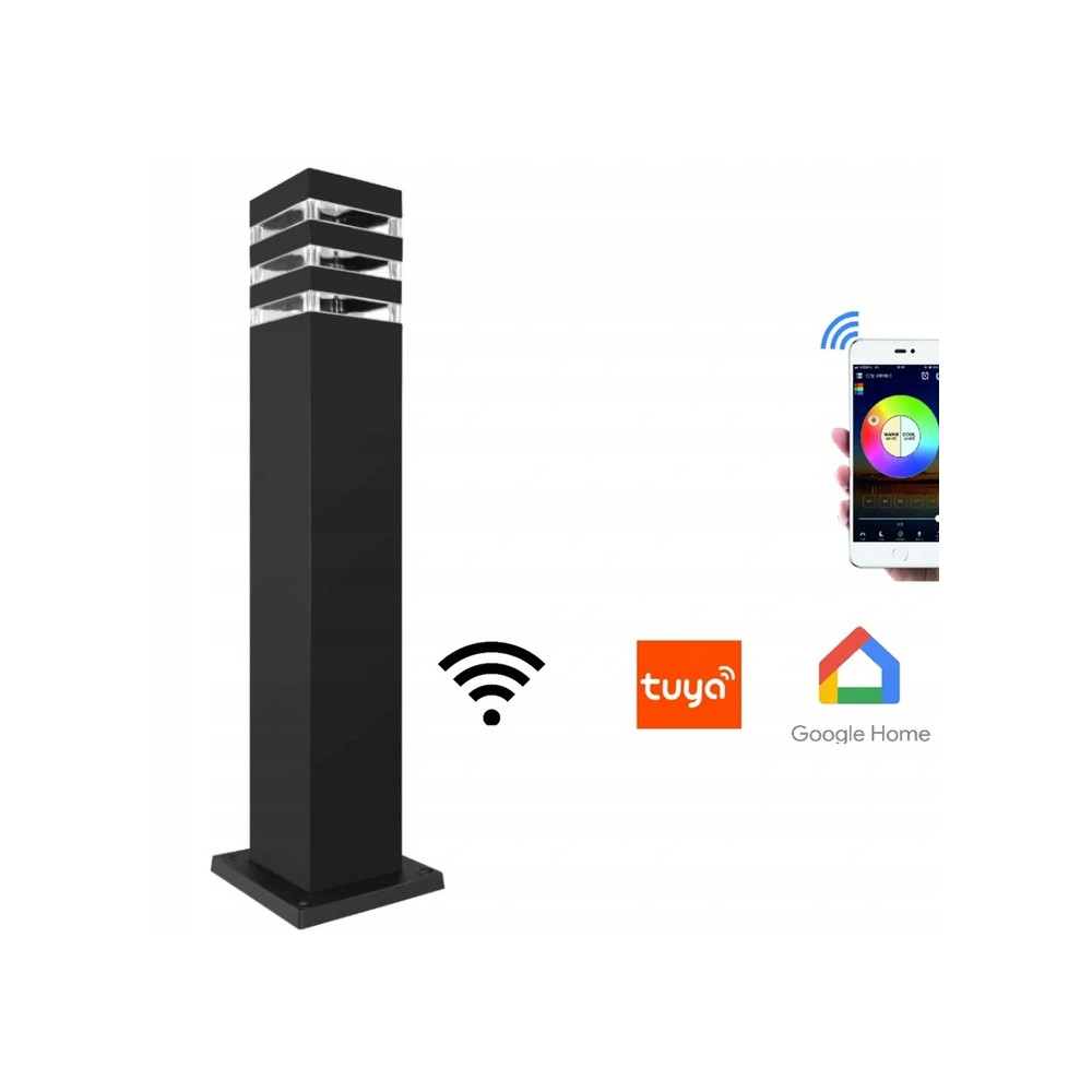 Vonkajšia stĺpová záhradná lampa WiFi RGB + CCT Tuya - 5141 - 60 cm - čierna