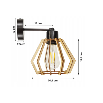 Nástenná lampa - kinkiet - E27 - DIAMANT - čierna