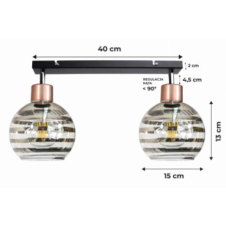 Stropné svietidlo 2xE27 GLASS BALL stripes black