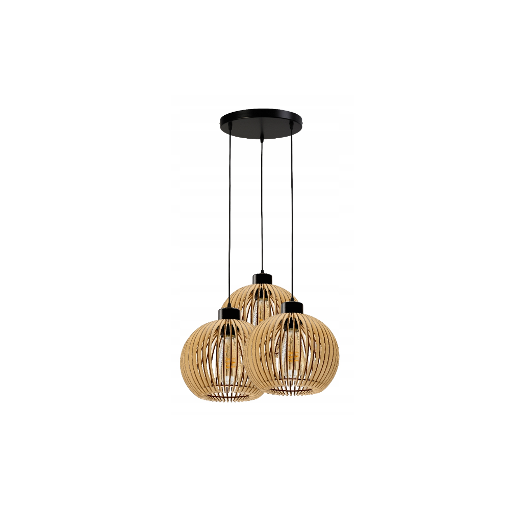 Stropné LED svietidlo LOFT 3xE27 - WOOD - čierne