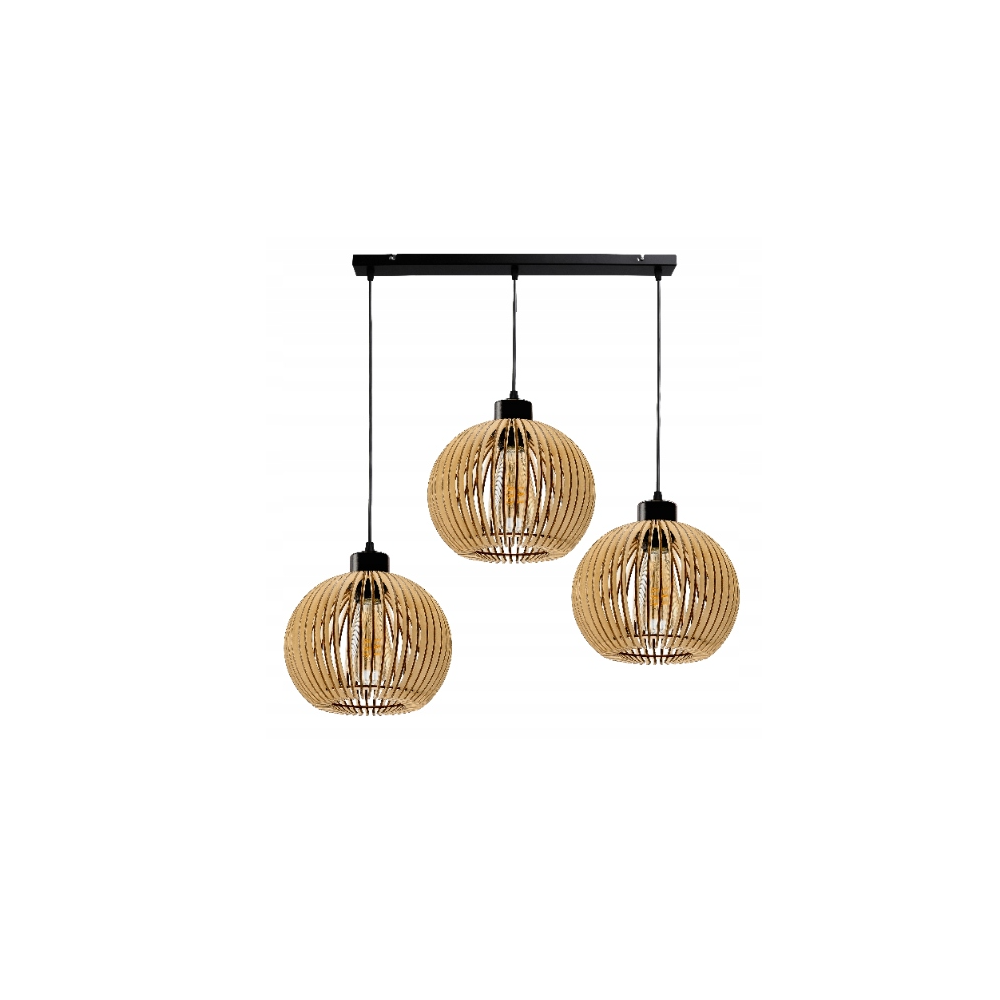 Stropné LED svietidlo LOFT 3xE27 - WOOD - čierne