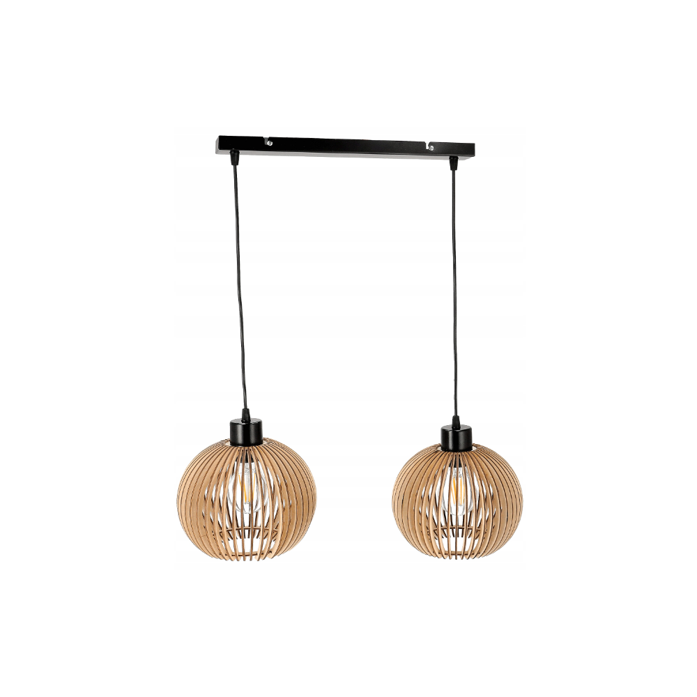 Stropné LED svietidlo LOFT 2xE27 - WOOD - čierne