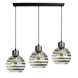 LED závesné stropné svietidlo 3xE27 GLASS BALL stripes black