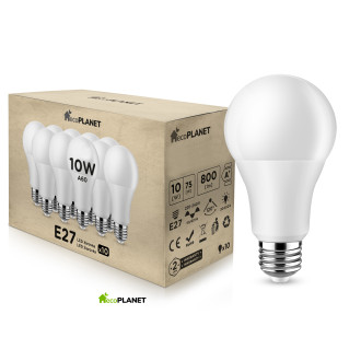 10x LED žiarovka - ecoPLANET - E27 - 10W - 800Lm - studená biela