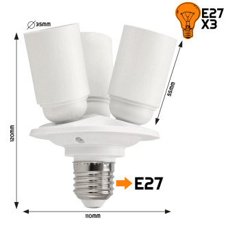 Redukcia pre LED E27 - 3xE27 úzka