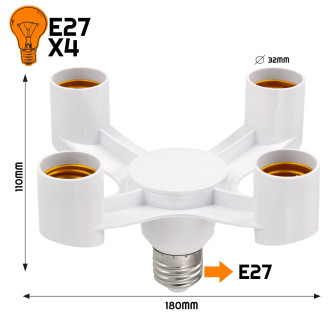 Redukcia pre LED E27 - 4xE27