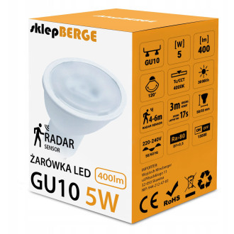 LED žiarovka GU10 5W s pohybovým a súmrakovým senzorom