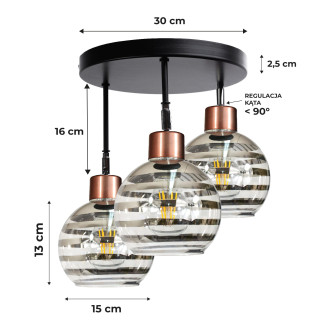 LED okrúhle stropné svietidlo 3xE27 GLASS BALL