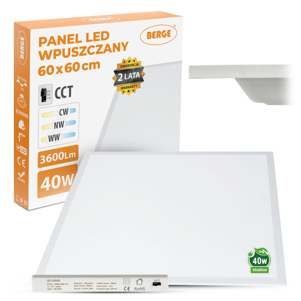 LED panel 60x60 40W CCT zapustený