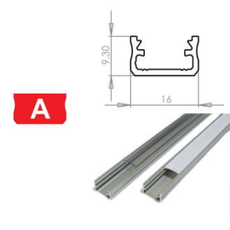 Hliníkový Profil pre LED pásky A Povrchový 1m