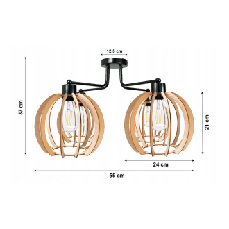 Závesná lampa DRON 4xE27 - DREVENÁ GUĽA 2