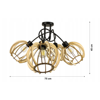 Závesné svietidlo LOFT - 4x E27 - LARGE WOOD BALL