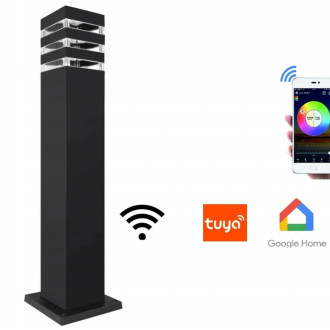 Vonkajšia stĺpová záhradná lampa WiFi RGB + CCT Tuya - 5141 - 60 cm - čierna