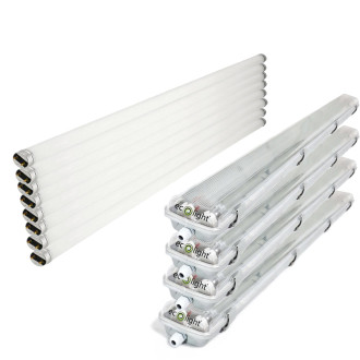 4x Svietidlo ECOlight + 8x LED trubica - G13 - 120cm - 18W - 1800lm neutrálná biela - SADA