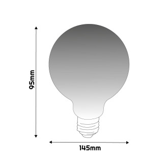 LED žiarovka G95 - E27 - 6W - FILAMENT - dymová - teplá biela