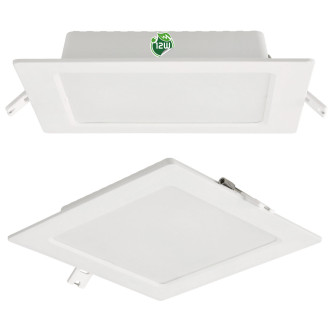 Štvorcový LED panel zapustený - biely - 12W - PC - neutrálna biela