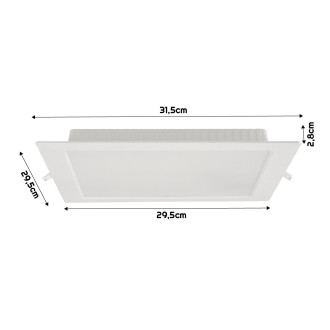 Štvorcový LED panel zapustený biely - 24W - PC - neutrálna biela