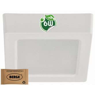 Štvorcový LED panel biely - prisadený - 6W - PC - neutrálna biela