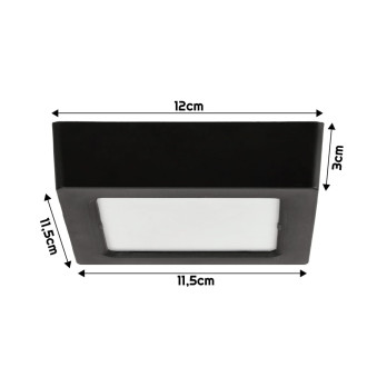 Štvorcový LED panel čierny - prisadený - 6W - PC - neutrálna biela