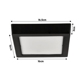 Štvorcový LED panel prisadený - čierny - 12W - PC - neutrálna biela