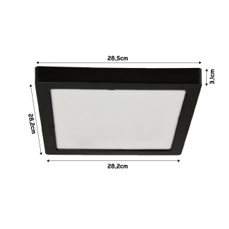 Štvorcový LED panel prisadený čierny - 24W - PC - neutrálna biela