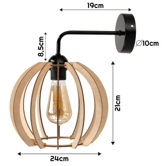Nástenné svietidlo 1x E27 DREVENÁ GUĽA