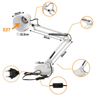 Stolná LED lampa 1xE27 biela