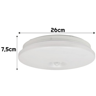 LED stropné svietidlo PIR - 12W - IP44 - neutrálna biela - senzor pohybu