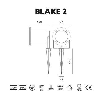 Záhradná lampa BLAKE 2 čierna