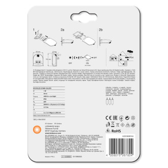 LED orientcia Strieborn nstenn svietidlo s BATRIOU 0,95W 4000K Neutrlne 40lm IP54 DOORLED DOWN Senzor pohybu LED...