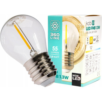 LED žiarovka E27 G45 1,3W 55lm 2700K Warm 360° KOBI Filament pre Girland