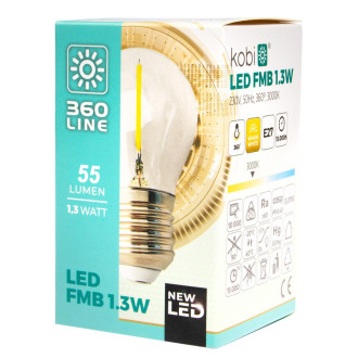 LED žiarovka E27 G45 1,3W 55lm 2700K Warm 360° KOBI Filament pre Girland