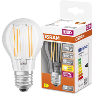 LED žiarovka E27 A75 8W  75W 1055lm 2700K Warm 320° Filament OSRAM STAR DIM