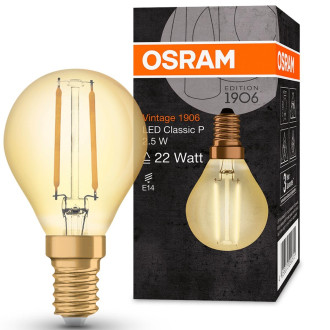 LED žiarovka E14 P45 2,5W  22W 220lm 2400K Warm 360° OSRAM Vintage 1906