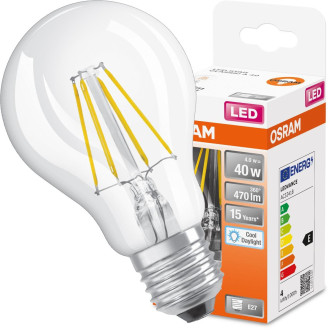 LED žiarovka E27 A60 4W  40W 470lm 6500K Cold 300° Filament OSRAM STAR