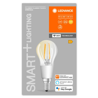 LED žiarovka E14 P40 4W  40W 2700K Warm 470lm 300° Filament LEDVANCE SMART+ WIFI Dimmable