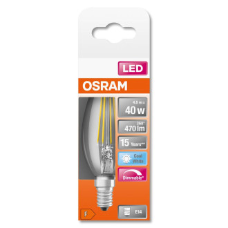 LED žiarovka E14 B35 4,8W  40W 470lm 4000K Neutrálne 300° vlákno OSRAM SUPERSTAR Stmievateľné