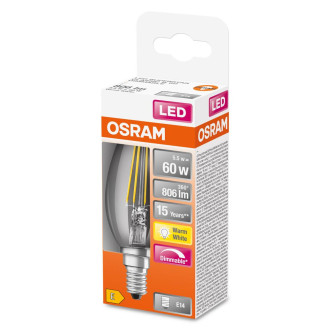 LED žiarovka E14 B35 5,5W  60W 806lm 2700K Warm 300° Filament OSRAM SUPERSTAR Dimmable