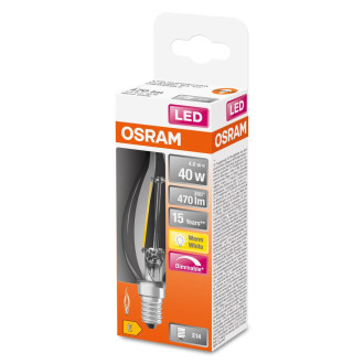 LED žiarovka E14 BA35 4W  40W 470lm 2700K Warm 300° Filament OSRAM SUPERSTAR Dimmable