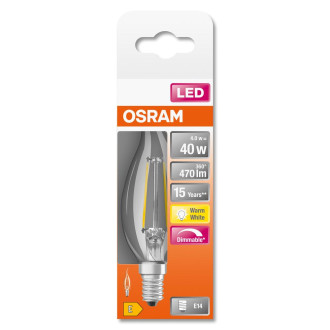 LED žiarovka E14 BA35 4W  40W 470lm 2700K Warm 300° Filament OSRAM SUPERSTAR Dimmable