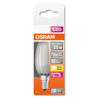 LED žiarovka E14 B35 2,5W  25W 250lm 2700K Warm 300° Filament OSRAM SUPERSTAR Dimmable