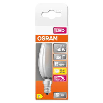 LED žiarovka E27 B35 5,5W  60W 806lm 2700K Warm 300° Filament OSRAM SUPERSTAR Dimmable