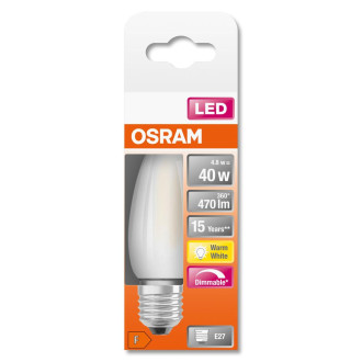 LED žiarovka E27 B35 4,8W  40W 470lm 2700K Warm 300° Filament OSRAM SUPERSTAR Dimmable