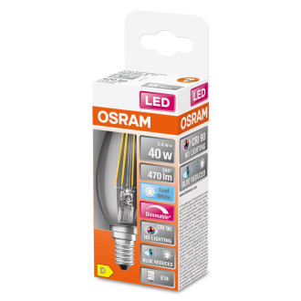 LED žiarovka E14 B35 3,4W  40W 470lm 4000K Neutrálne 300° CRI90 Vlákno OSRAM SUPERSTAR+ Stmievateľné