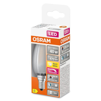 LED žiarovka E14 B35 3,4W  40W 470lm 2700K Warm 300° CRI90 Filament OSRAM SUPERSTAR+ Stmievateľná