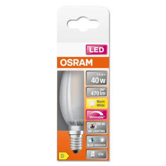 LED žiarovka E14 B35 3,4W  40W 470lm 2700K Warm 300° CRI90 Filament OSRAM SUPERSTAR+ Stmievateľná